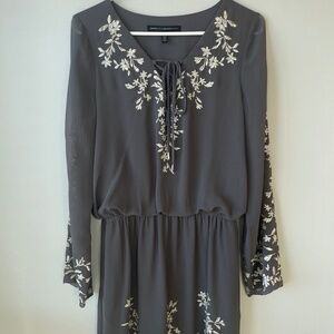 WHBM Gold Embroidered Floral Dress - size 4
